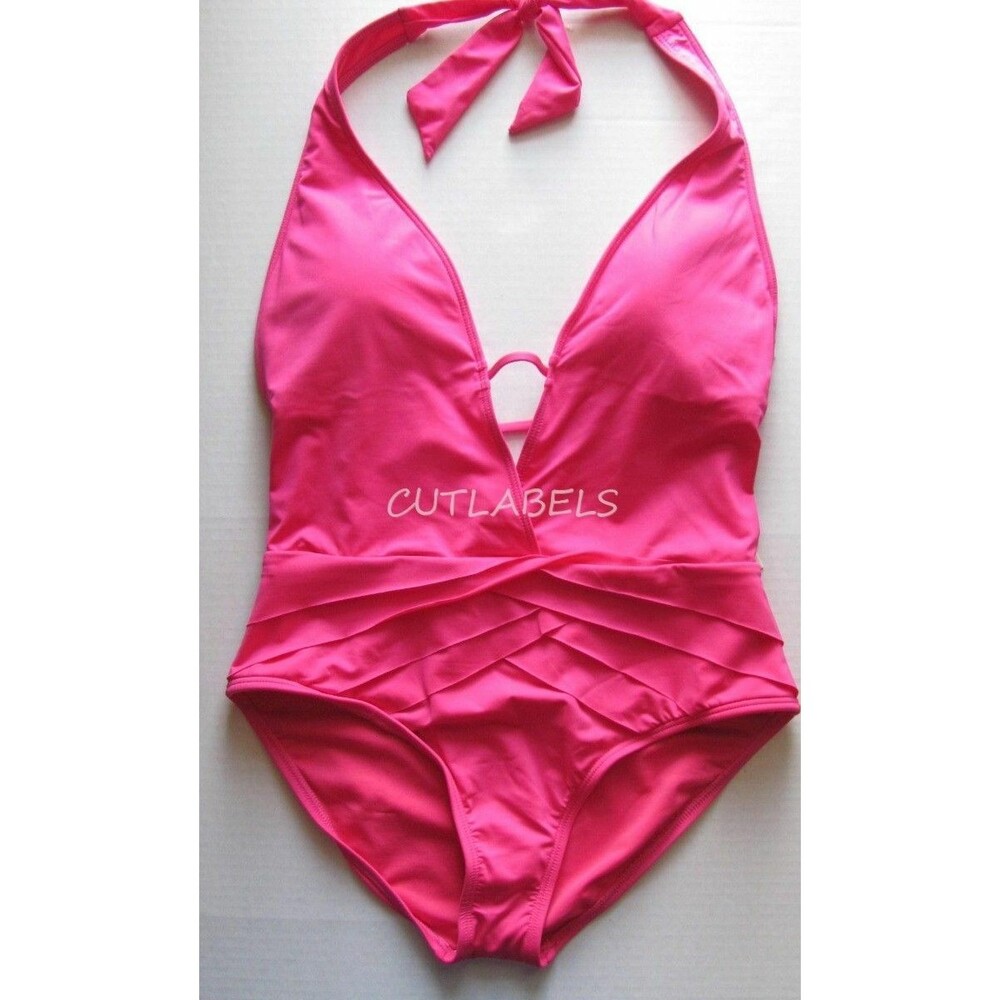 Kenneth Cole Hot Pink One Piece Swim Bathing Suit Ignite the Night Plunge S